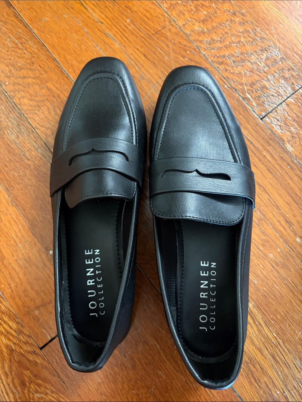Journee Collection Black Faux Leather Slip-On Loafers